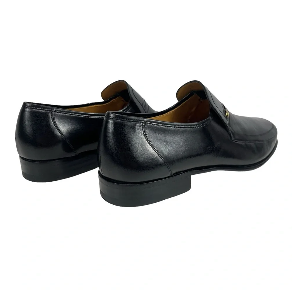 Magnanni Mens 7.5 Black Leather Slip On Loafers Made‎ in Spain 6492